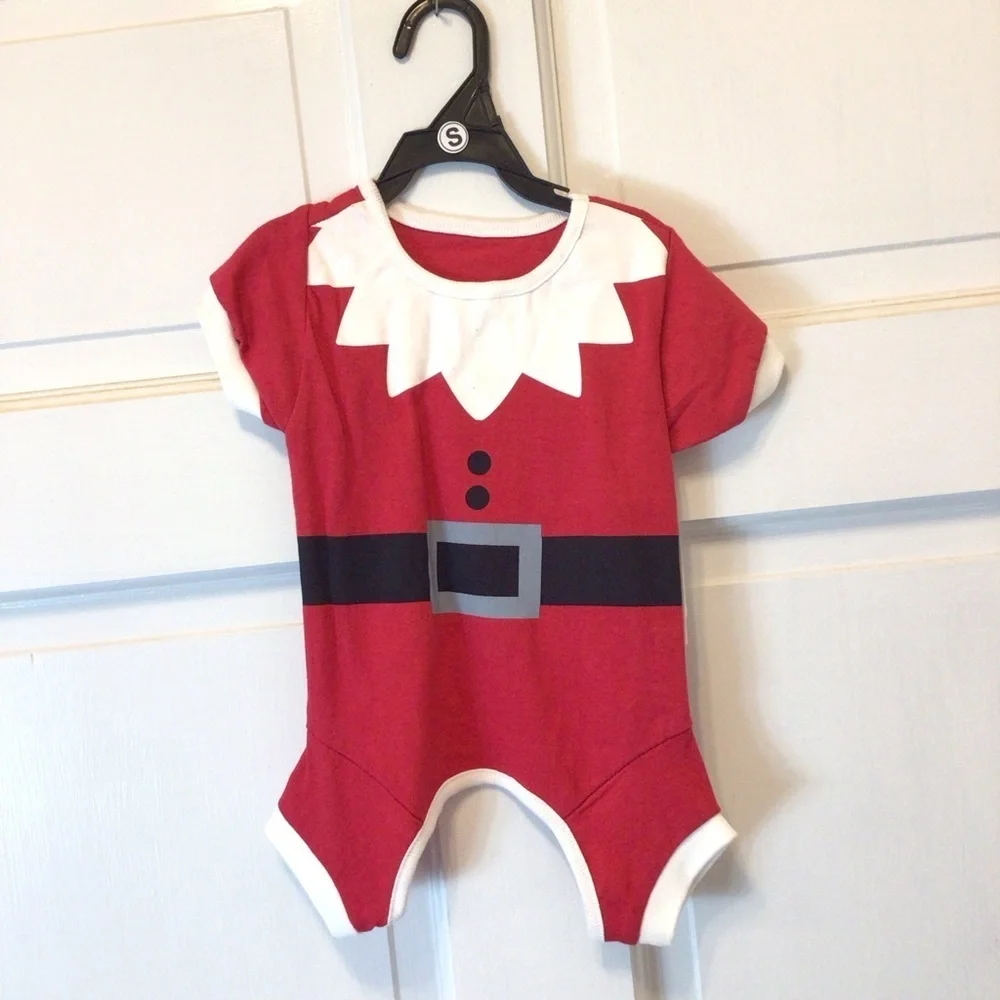 Pet Posse Santa Christmas Dog Pajamas Bodysuit Clothing Size Small